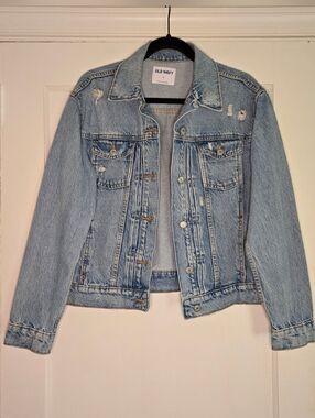Old Navy Distressed Jean Jacket - Women's Medium - Blue